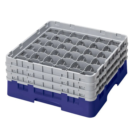 Giá Đựng Ly Camrack® Cambro 36S638186 36 Ngăn - 3 Thanh Nối Xám, Màu Xanh Navy