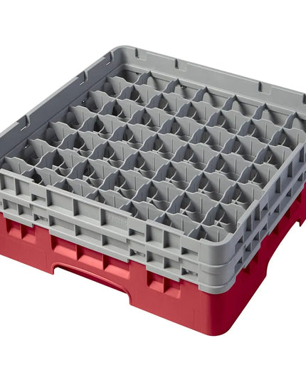Giá Đựng Ly Camrack® Cambro 49S434163 49 Ngăn - 2 Thanh Nối Màu Xám, Màu Đỏ