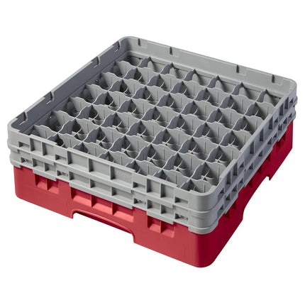 Giá Đựng Ly Camrack® Cambro 49S434163 49 Ngăn - 2 Thanh Nối Màu Xám, Màu Đỏ