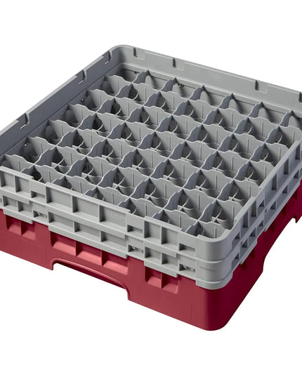 Giá Đựng Ly Camrack® Cambro 49S434416 49 Ngăn - 2 Thanh Nối Màu Xám, Đỏ Cranberry