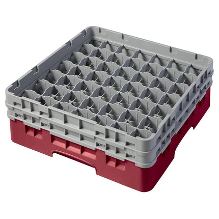 Giá Đựng Ly Camrack® Cambro 49S434416 49 Ngăn - 2 Thanh Nối Màu Xám, Đỏ Cranberry