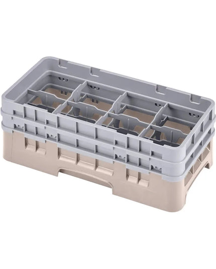 Giá Đựng Ly Camrack Cambro 8HS638184 Cỡ Nửa Khay 8 Ngăn - (3) Thanh Nối, Màu Beige