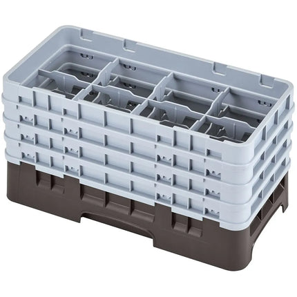 Giá Đựng Ly Camrack Cambro 8HS800167 Nửa Khay 8 Ngăn - 4 Thanh Nối, Màu Nâu