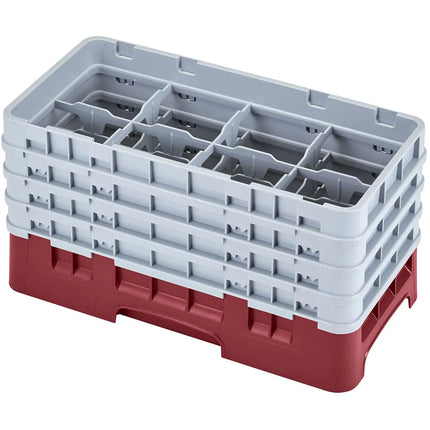 Giá Đựng Ly Camrack Cambro 8HS800416 Nửa Khay 8 Ngăn - 4 Thanh Nối, Đỏ Cranberry