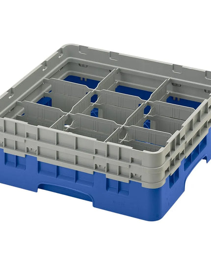 Giá Đựng Ly Camrack® Cambro 9S434168 9 Ngăn - (2) Thanh Nối Xám, Màu Xanh Dương