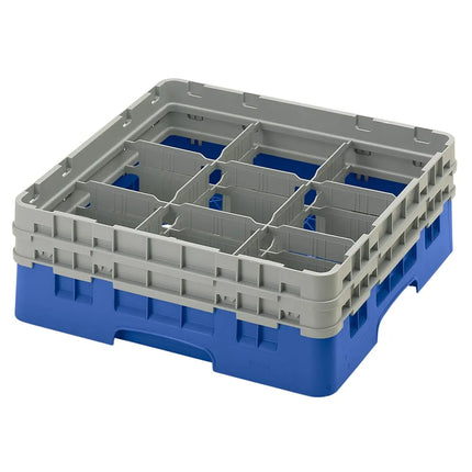 Giá Đựng Ly Camrack® Cambro 9S434168 9 Ngăn - (2) Thanh Nối Xám, Màu Xanh Dương
