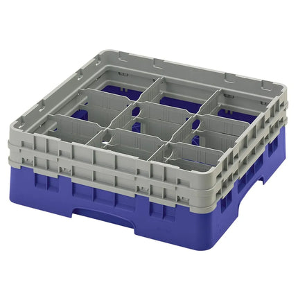 Giá Đựng Ly Camrack® Cambro 9S434186 9 Ngăn - (2) Thanh Nối Xám, Màu Navy Blue