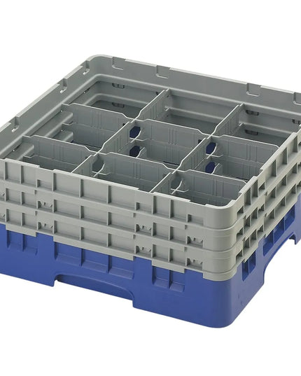 Giá Đựng Ly Camrack® Cambro 9S638186 9 Ngăn - 3 Thanh Nối Màu Xám, Xanh Navy