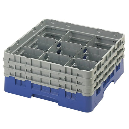Giá Đựng Ly Camrack® Cambro 9S638186 9 Ngăn - 3 Thanh Nối Màu Xám, Xanh Navy