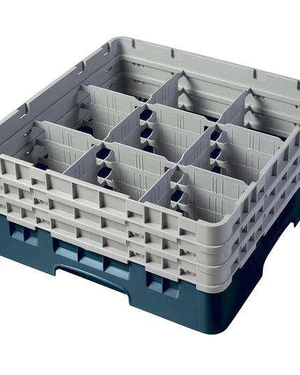 Giá Đựng Ly Camrack® Cambro 9S638414 9 Ngăn - 3 Thanh Nối Màu Xám, Xanh Teal