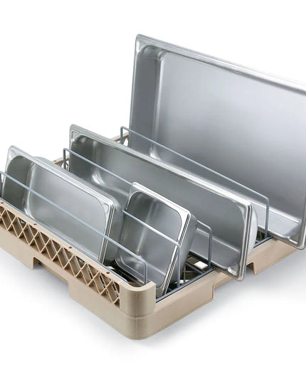 Giá Rổ Máy Rửa Chén Vollrath TR22 Cỡ Đầy Đủ 5 Ngăn Hở Hai Đầu - Be