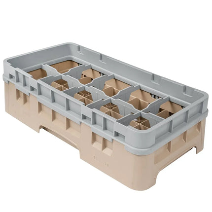 Giá Rửa Cốc Camrack Cambro 10HC414184 Nửa Khay 10 Ngăn (1) Thanh Nâng Màu Be