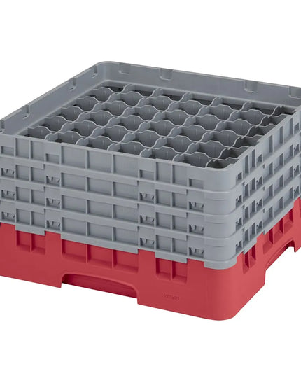 Giá Rửa Ly Cambro Camrack® 49S800163 49 Ngăn - 4 Tầng Mở Rộng Xám, Đỏ
