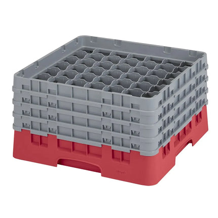 Giá Rửa Ly Cambro Camrack® 49S800163 49 Ngăn - 4 Tầng Mở Rộng Xám, Đỏ