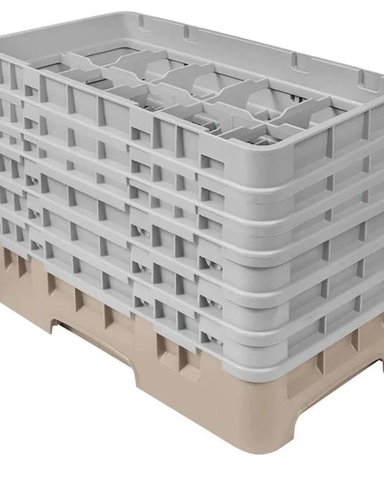 Giá Rửa Ly Camrack Cambro 10HS1114184 10 Ngăn (6) Thanh Nâng Màu Be