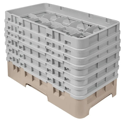 Giá Rửa Ly Camrack Cambro 10HS1114184 10 Ngăn (6) Thanh Nâng Màu Be