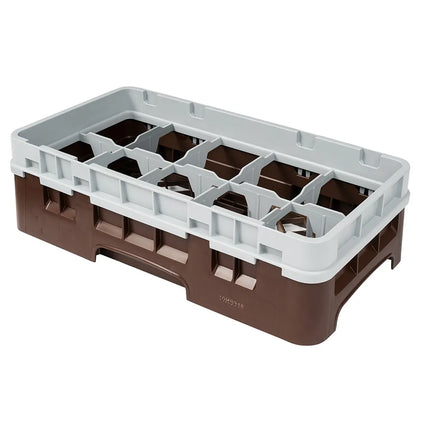 Giá Rửa Ly Camrack Cambro 10HS318167 - Có Thanh Nối, 10 Ngăn, Màu Nâu