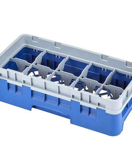 Giá Rửa Ly Camrack Cambro 10HS318186 - Có Thanh Nối, 10 Ngăn, Màu Xanh Navy