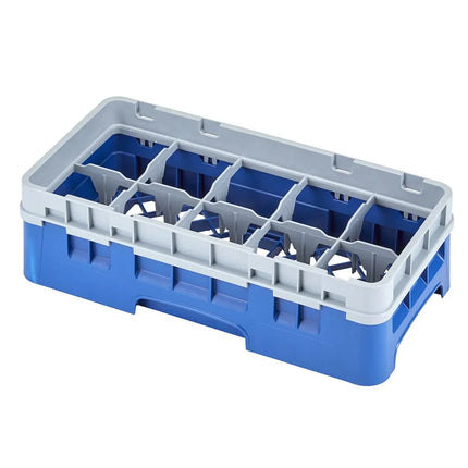 Giá Rửa Ly Camrack Cambro 10HS318186 - Có Thanh Nối, 10 Ngăn, Màu Xanh Navy