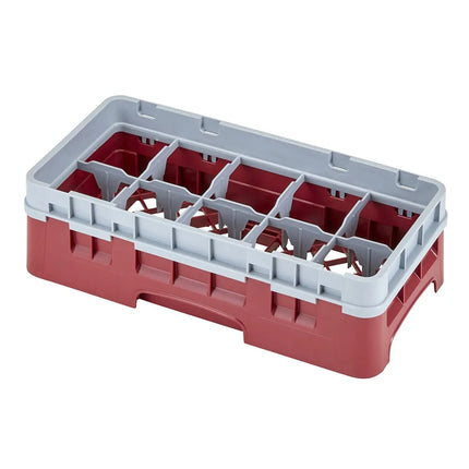 Giá Rửa Ly Camrack Cambro 10HS318416 - Có Thanh Nối, 10 Ngăn, Màu Cranberry