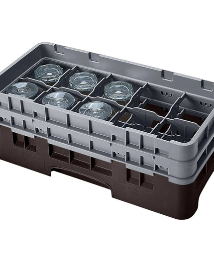 Giá Rửa Ly Camrack Cambro 10HS434167 10 Ngăn (2) Thanh Nâng Màu Nâu