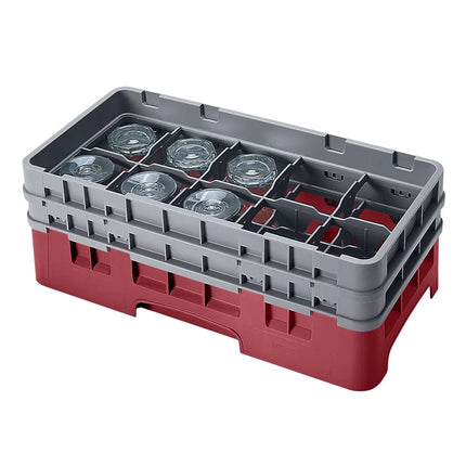 Giá Rửa Ly Camrack Cambro 10HS434416 10 Ngăn (2) Thanh Nâng Màu Đỏ Cranberry