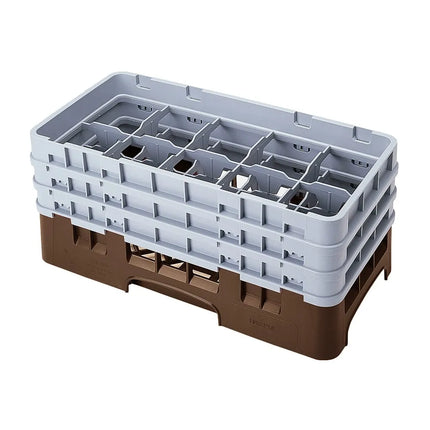 Giá Rửa Ly Camrack Cambro 10HS638167 - (3) Thanh Nối, 10 Ngăn, Màu Nâu
