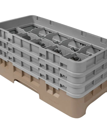 Giá Rửa Ly Camrack Cambro 10HS638184 - (3) Thanh Nối, 10 Ngăn, Màu Be
