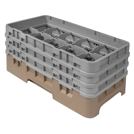 Giá Rửa Ly Camrack Cambro 10HS638184 - (3) Thanh Nối, 10 Ngăn, Màu Be