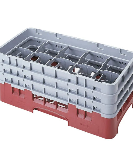 Giá Rửa Ly Camrack Cambro 10HS638416 - (3) Thanh Nối, 10 Ngăn, Màu Cranberry