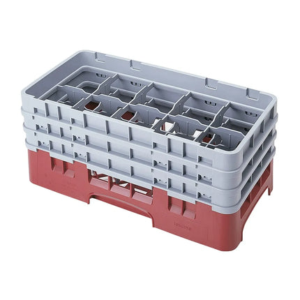Giá Rửa Ly Camrack Cambro 10HS638416 - (3) Thanh Nối, 10 Ngăn, Màu Cranberry