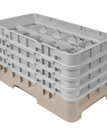 Giá Rửa Ly Camrack Cambro 10HS800184 - (4) Thanh Nối, 10 Ngăn, Màu Be