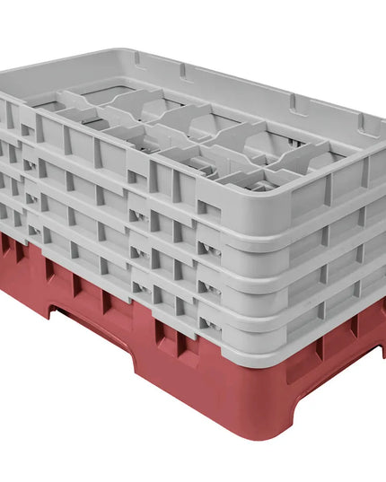 Giá Rửa Ly Camrack Cambro 10HS800416 - (4) Thanh Nối, 10 Ngăn, Màu Cranberry