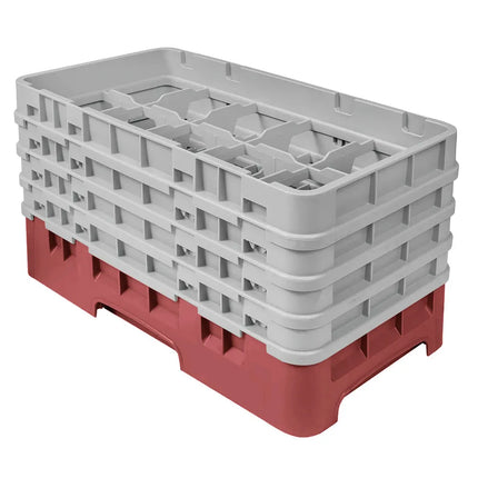 Giá Rửa Ly Camrack Cambro 10HS800416 - (4) Thanh Nối, 10 Ngăn, Màu Cranberry