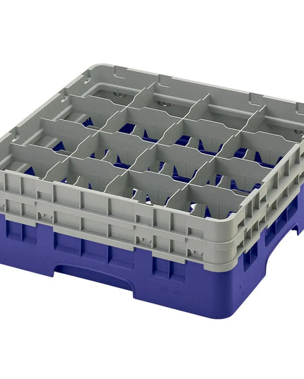 Giá Rửa Ly Camrack® Cambro 16S534186 16 Ngăn - (2) Thanh Nối Màu Xám, Xanh Navy