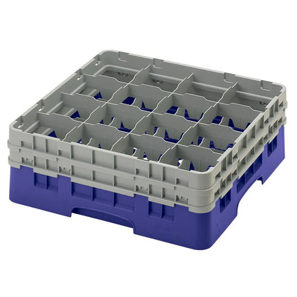 Giá Rửa Ly Camrack® Cambro 16S534186 16 Ngăn - (2) Thanh Nối Màu Xám, Xanh Navy