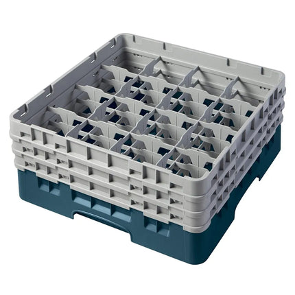 Giá Rửa Ly Camrack® Cambro 16S638414 16 Ngăn - (3) Thanh Nối Màu Xám, Xanh Ngọc