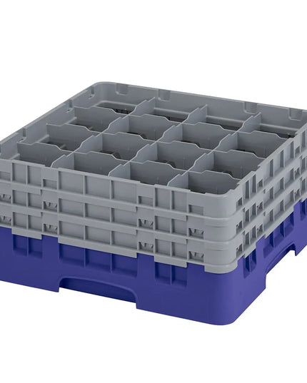 Giá Rửa Ly Camrack® Cambro 16S738186 16 Ngăn - (3) Thanh Nối Màu Xám, Xanh Navy