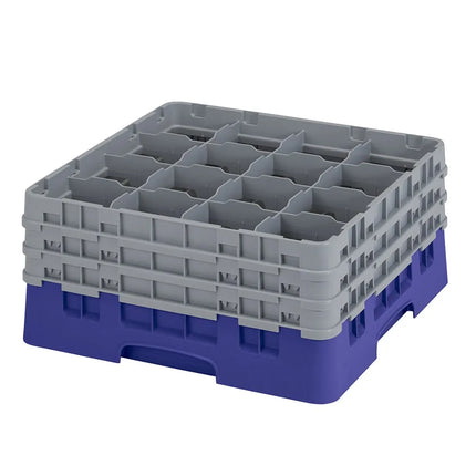 Giá Rửa Ly Camrack® Cambro 16S738186 16 Ngăn - (3) Thanh Nối Màu Xám, Xanh Navy
