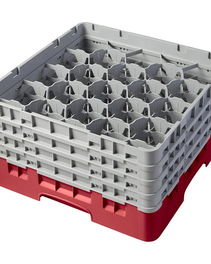 Giá Rửa Ly Camrack® Cambro 20S800163 20 Ngăn - (4) Thanh Nối Màu Xám, Đỏ