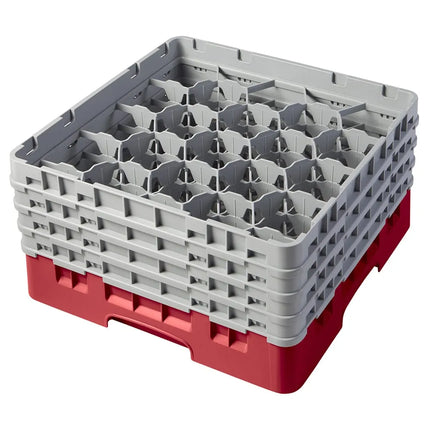 Giá Rửa Ly Camrack® Cambro 20S800163 20 Ngăn - (4) Thanh Nối Màu Xám, Đỏ