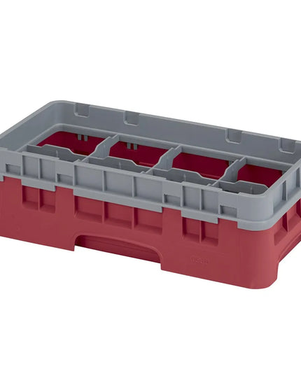Giá Rửa Ly Camrack Cambro 8HS318416 Nửa Khay, 8 Ngăn, Có Thanh Nối, Đỏ Cranberry