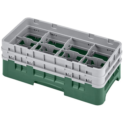 Giá Rửa Ly Camrack Cambro 8HS434119 Nửa Khay, (2) Thanh Nối, 8 Ngăn, Xanh Sherwood