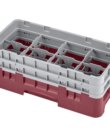 Giá Rửa Ly Camrack Cambro 8HS434416 Nửa Khay, (2) Thanh Nối, 8 Ngăn, Đỏ Cranberry