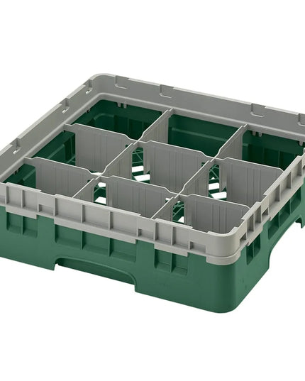 Giá Rửa Ly Camrack® Cambro 9S318119 9 Ngăn - (1) Thanh Nối Màu Xám, Xanh Sherwood