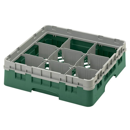 Giá Rửa Ly Camrack® Cambro 9S318119 9 Ngăn - (1) Thanh Nối Màu Xám, Xanh Sherwood