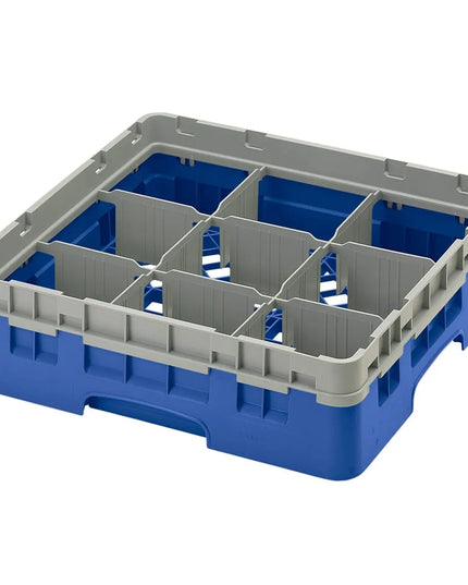 Giá Rửa Ly Camrack® Cambro 9S318168 9 Ngăn - (1) Thanh Nối Màu Xám, Xanh Dương