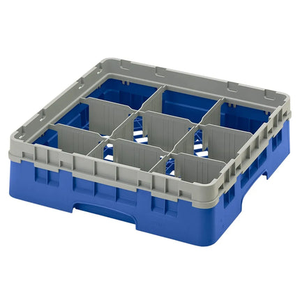 Giá Rửa Ly Camrack® Cambro 9S318168 9 Ngăn - (1) Thanh Nối Màu Xám, Xanh Dương