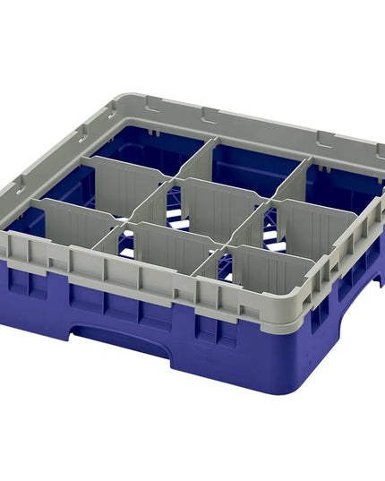 Giá Rửa Ly Camrack® Cambro 9S318186 9 Ngăn - (1) Thanh Nối Màu Xám, Xanh Navy
