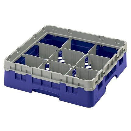 Giá Rửa Ly Camrack® Cambro 9S318186 9 Ngăn - (1) Thanh Nối Màu Xám, Xanh Navy